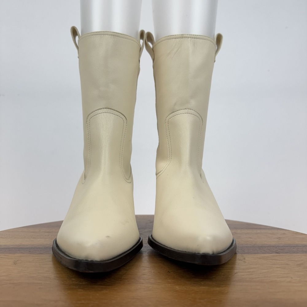 New Womens Staud June Boot In Leather Ivory Western Cowboy Boots Size 40 NWOB - Picture 3 of 8